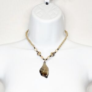 Handmade Hemp Beaded Necklace w/ Stone Pendant